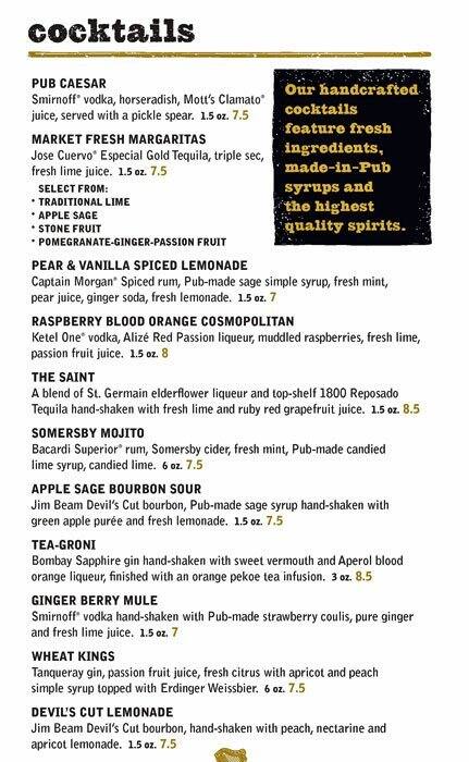 Fionn MacCool's menu