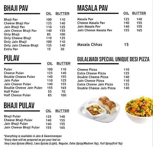 Gulalwadi Best Bhajipav menu