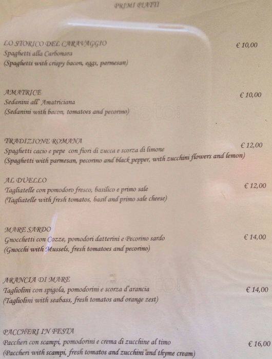 Menu di Al Duello 