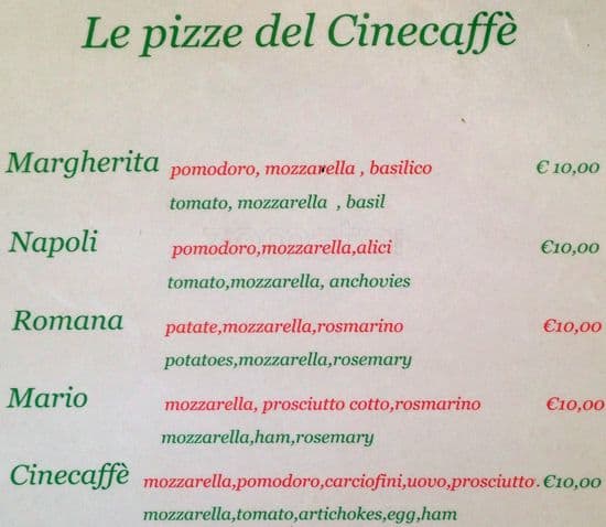 Menu di Cinecafe 