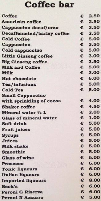 Menu di Cinecafe 