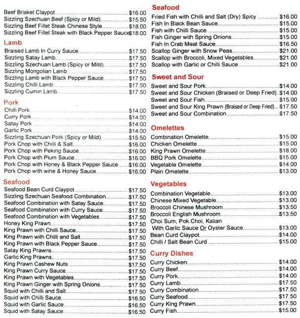 Menu at Joondalup Joy Food Chinese Restaurant, Joondalup
