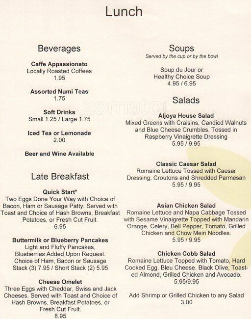 Menu at Lilly's restaurant, Seattle