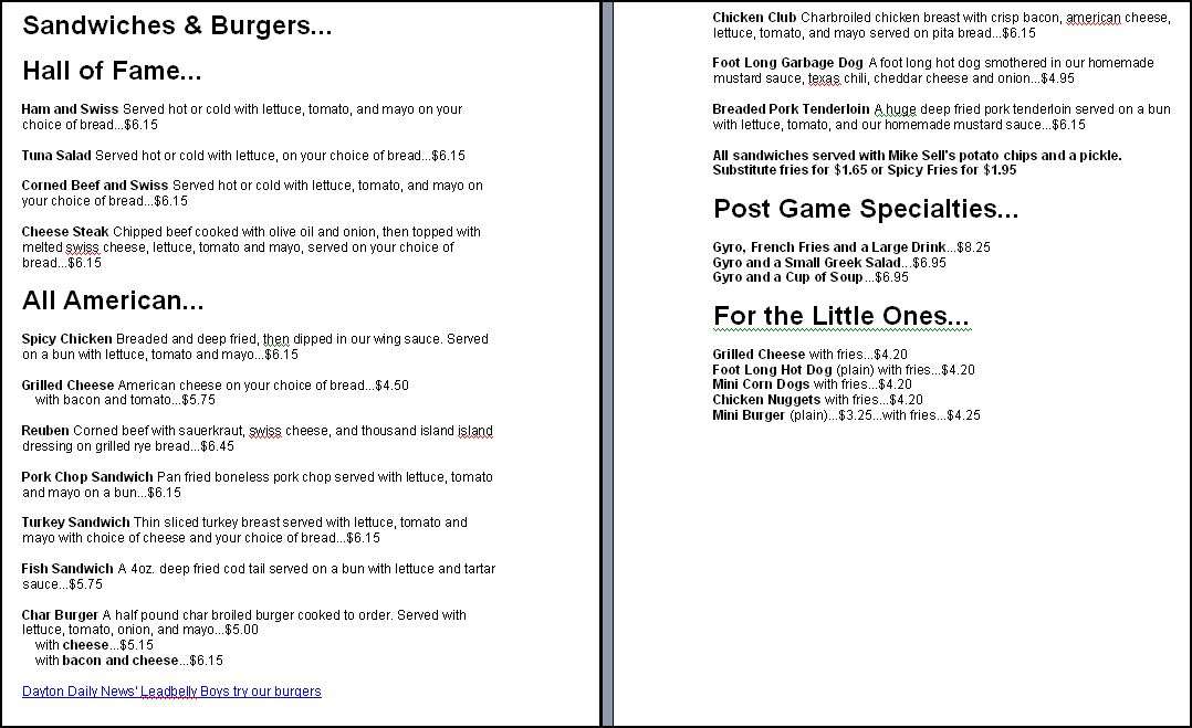 Menu at Tickets Pub & Eatery, Fairborn