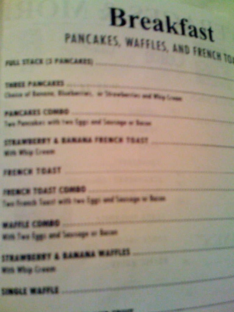 Menu at Del Monte Cafe, Seaside