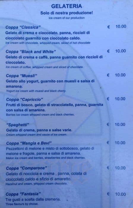 Menu de Snack Bar