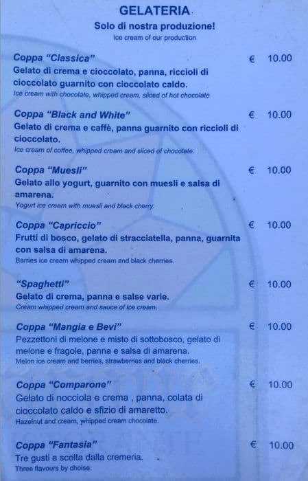 Menu de Snack Bar