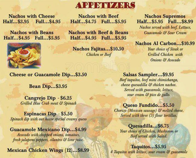 Menu at Salsas Of Orange Park restaurant, Orange Park