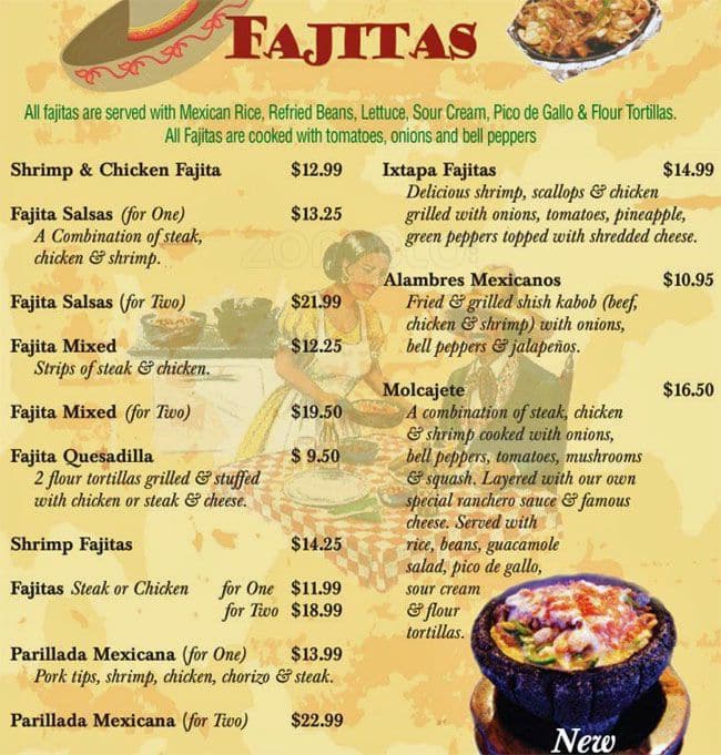 Menu at Salsas Of Orange Park restaurant, Orange Park