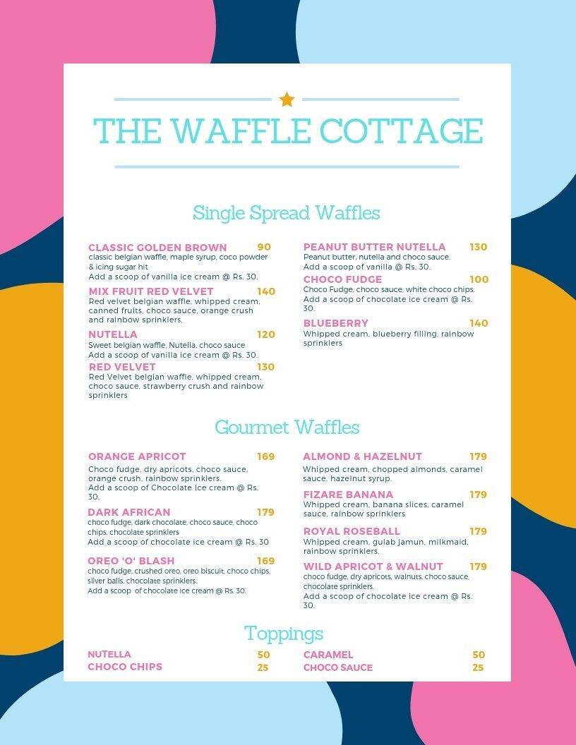 The Waffle Cottage Menu Menu For The Waffle Cottage Sector 72