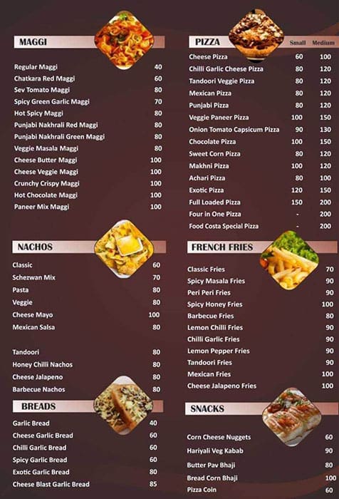 Menu of Food Costa Bhawar Kuan Indore