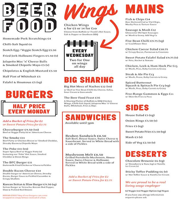 Menu at The Draft House pub & bar, London, 14 - 15 Seething Lane
