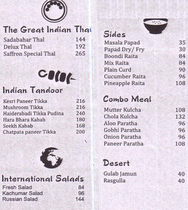 Menu at Saffron Kitchen Restaurant, Lucknow, D209