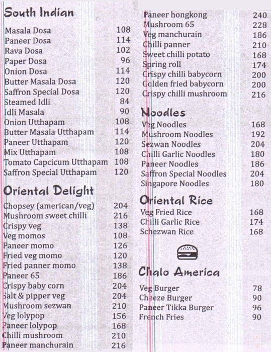 Menu at Saffron Kitchen Restaurant, Lucknow, D209