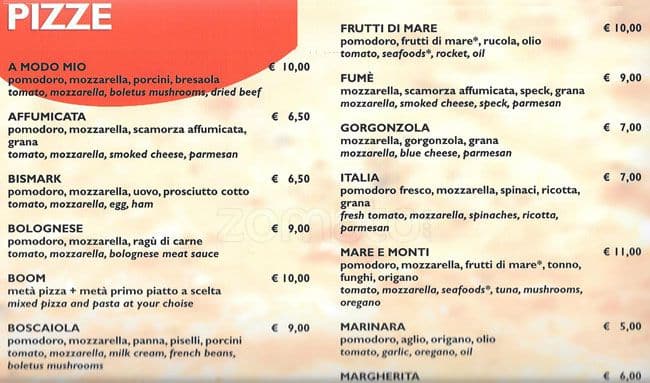 Menu di Da Willy 