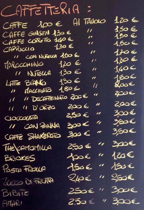 Menu di I Due Poeti Caffétteria 