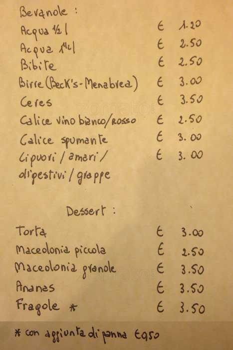 Menu di I Due Poeti Caffétteria 