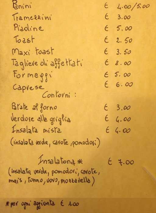 Menu di I Due Poeti Caffétteria 