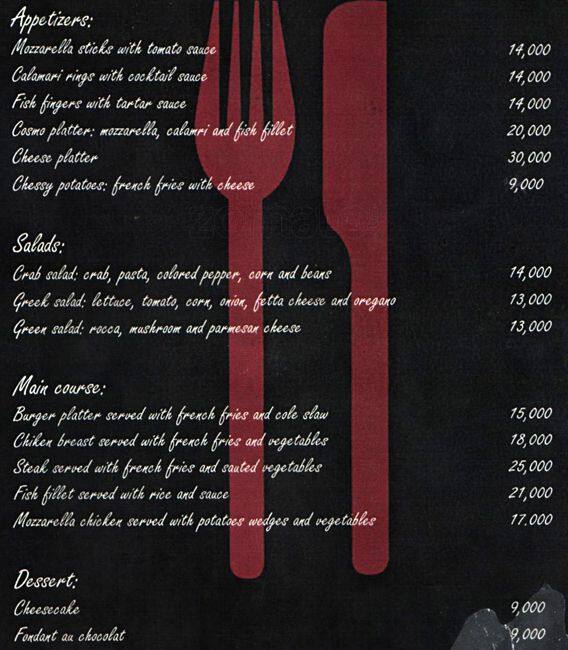 Swing Menu, Menu for Swing, Batroun, Batroun District Zomato Lebanon