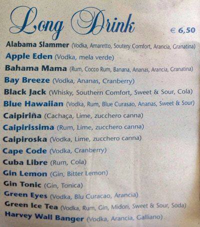Menu di Gran Caffe 'Alberone Srl 