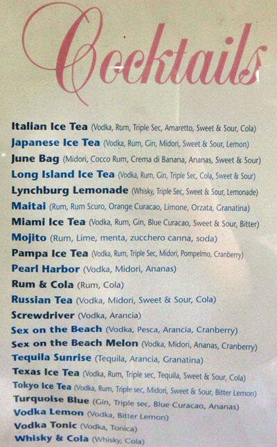 Menu di Gran Caffe 'Alberone Srl 