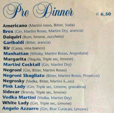 Menu di Gran Caffe 'Alberone Srl 