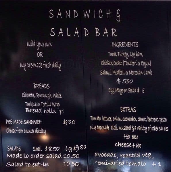 Menu at Food at SBS restaurant, Artarmon