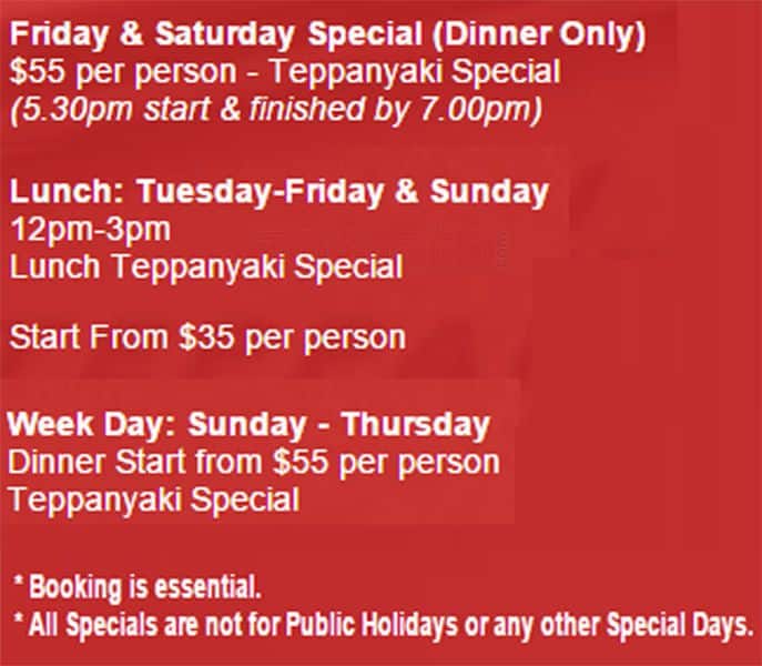 Fuji Teppanyaki Menu, Menu for Fuji Teppanyaki, Moonee Ponds, Melbourne