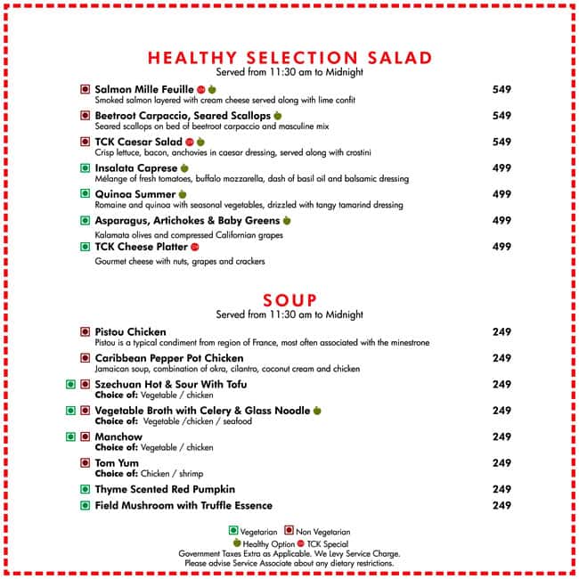 The Creative Kitchen - Radisson Noida menu