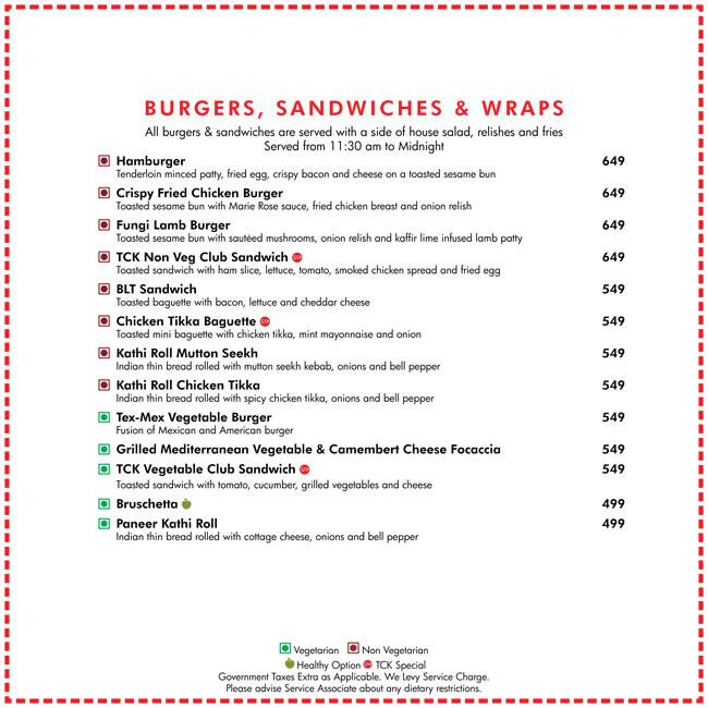 The Creative Kitchen - Radisson Noida menu