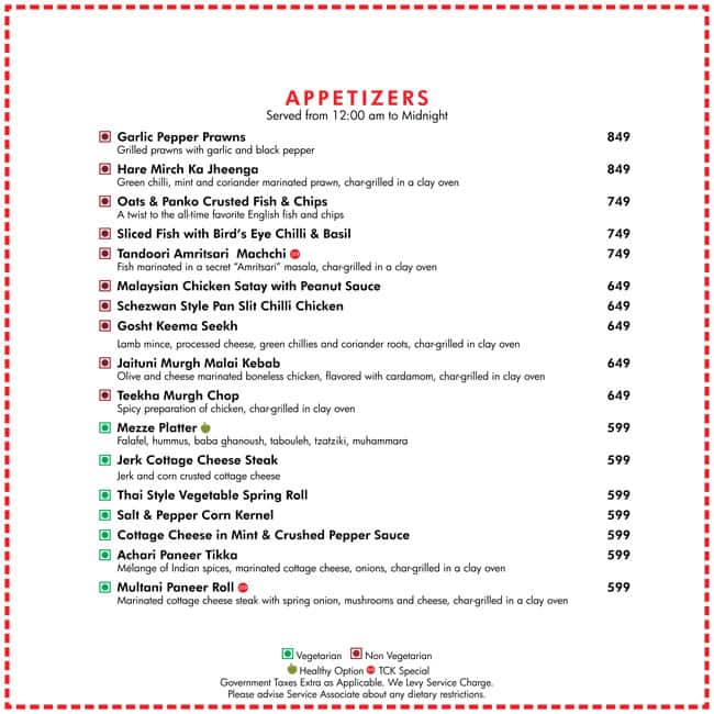 The Creative Kitchen - Radisson Noida menu