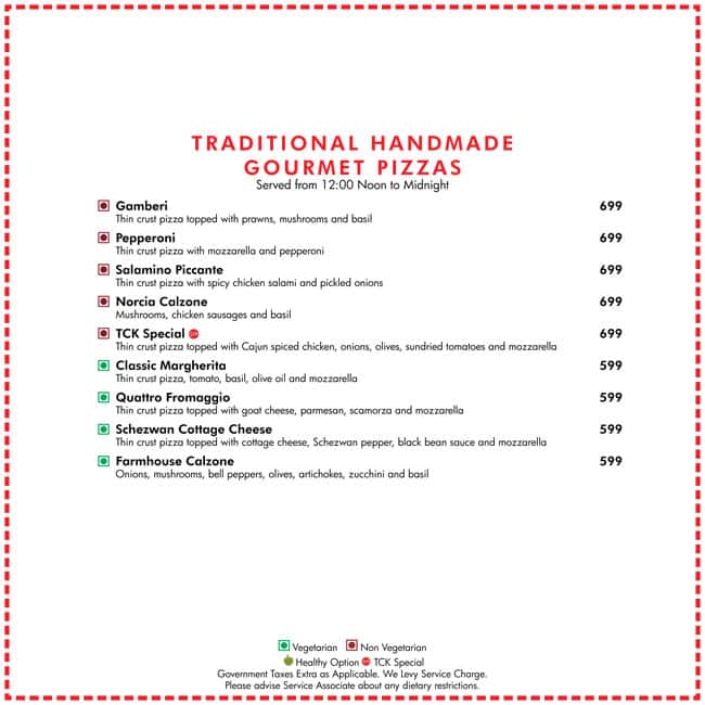 The Creative Kitchen - Radisson Noida menu