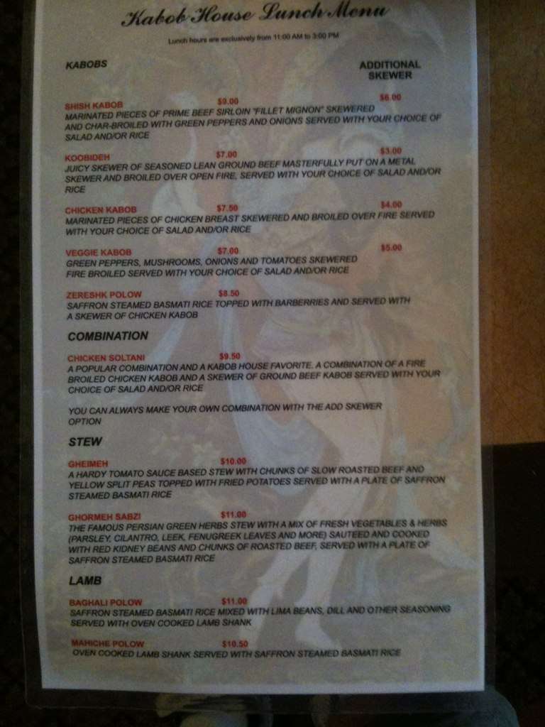 Kabob House Menu, Menu for Kabob House, Beaverton, Beaverton Urbanspoon/Zomato
