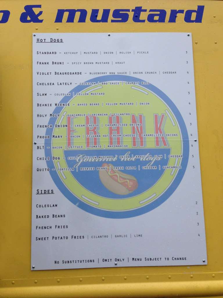 Frank Gourmet Hot Dogs Menu, Menu for Frank Gourmet Hot Dogs, Central