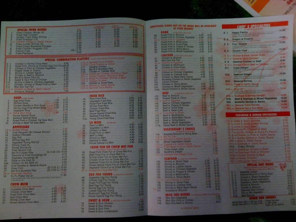 Menu at China King restaurant, Roxbury Township