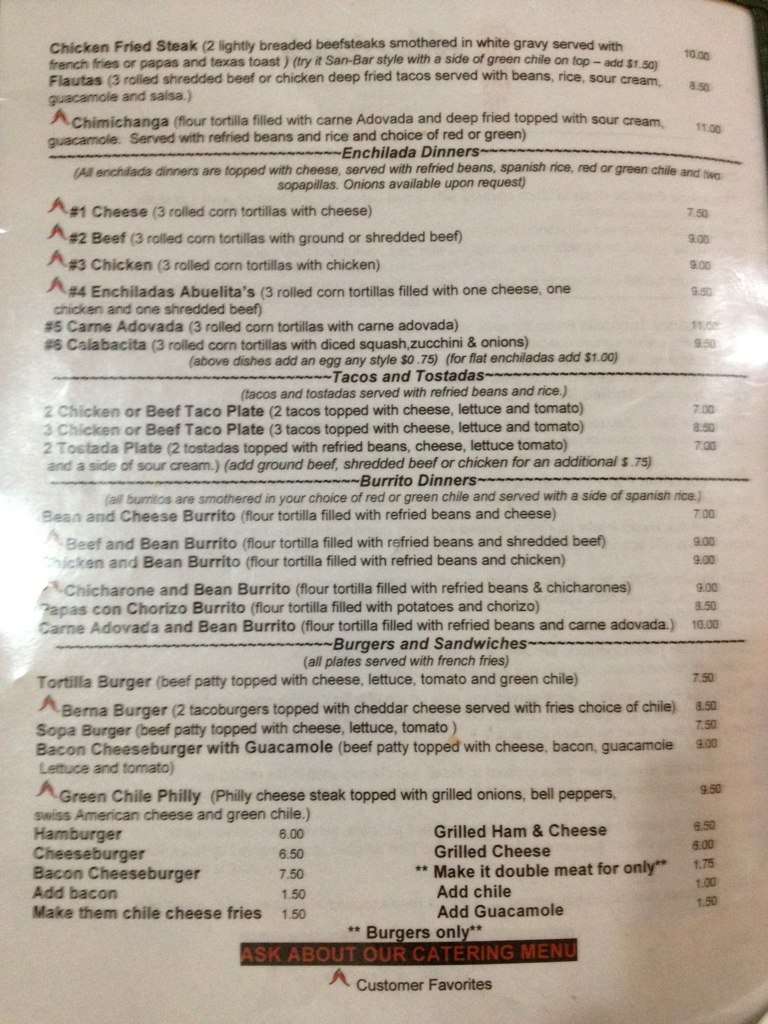 Abuelita S New Mexican Menu Menu For Abuelita S New Mexican Bernalillo Albuquerque