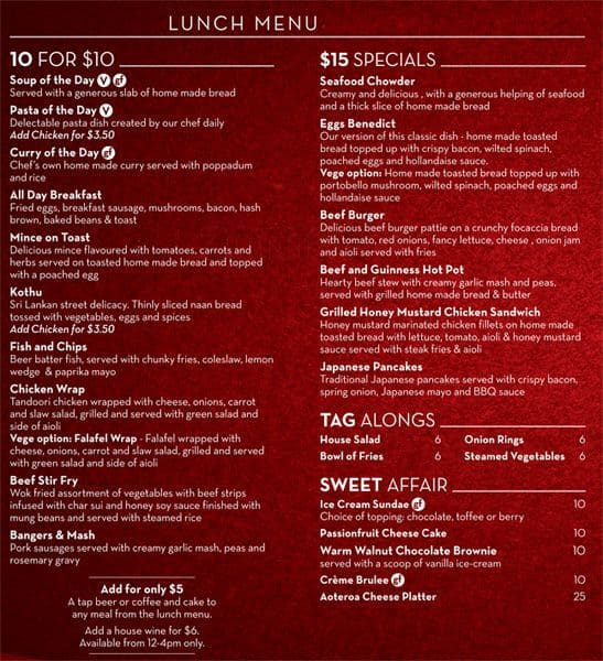 Gananoque Casino Restaurant Menu