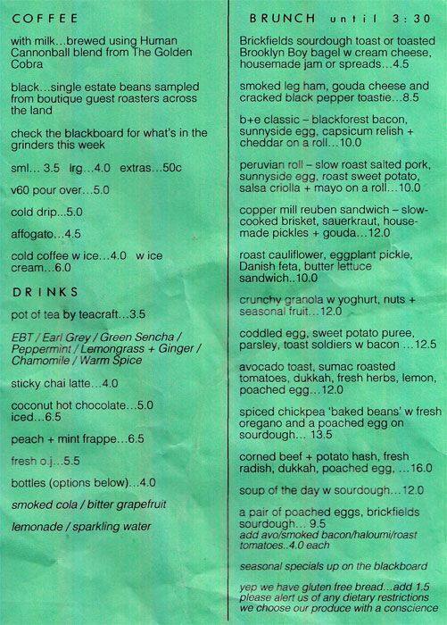 The Copper Mill Menu, Menu for The Copper Mill, Alexandria, Sydney