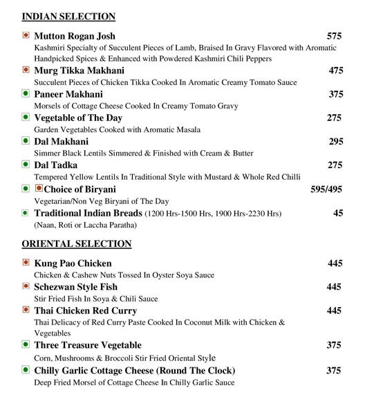 New Town Lounge and Bar menu