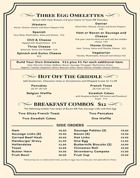 Menu at Mrs Turner's Restaurant, Puyallup