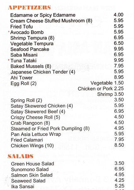 Pan Asia Cuisine Menu Menu For Pan Asia Cuisine Southwest Fort Worth 