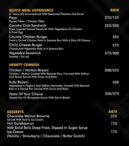 Menu at Splash Country Inn & Suites By Radisson, Kota