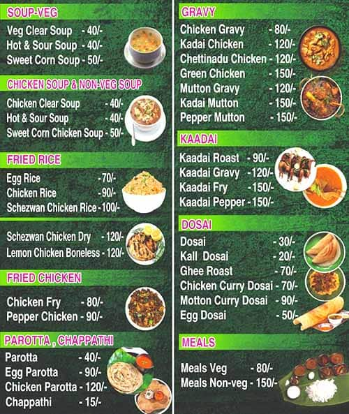 Menu at MKM Brothers, Vellore