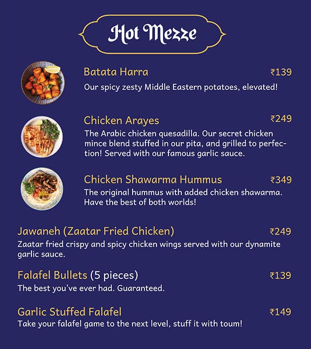 Menu of Tru Falafel Santacruz West Mumbai