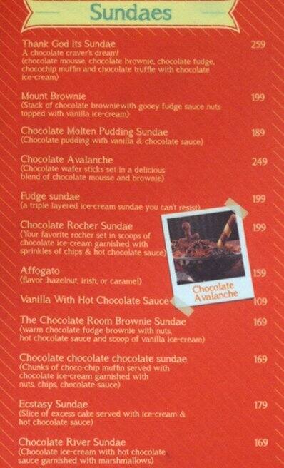 The Chocolate Room Menu Menu For The Chocolate Room Saket