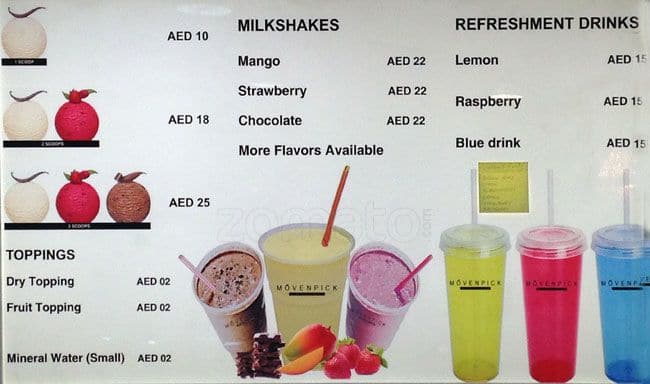 Movenpick Ice Cream Menu, Menu for Movenpick Ice Cream, Al Majaz ...