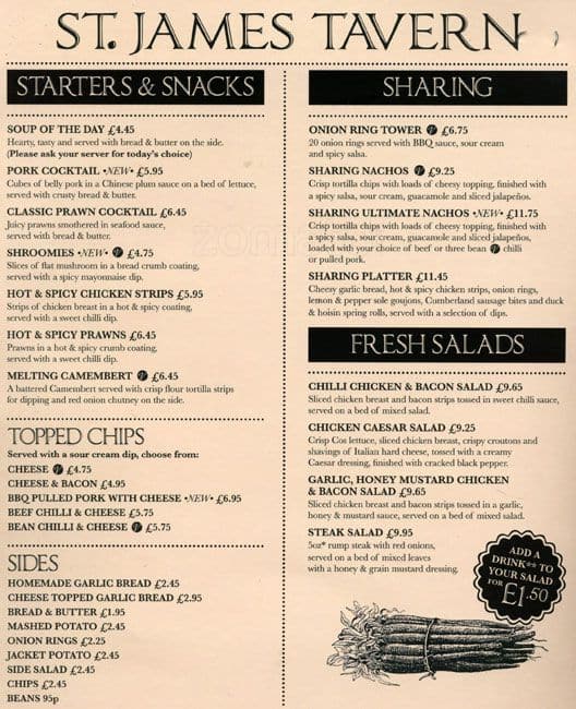 St. James Tavern Menu, Menu for St. James Tavern, Soho, London - Zomato UK