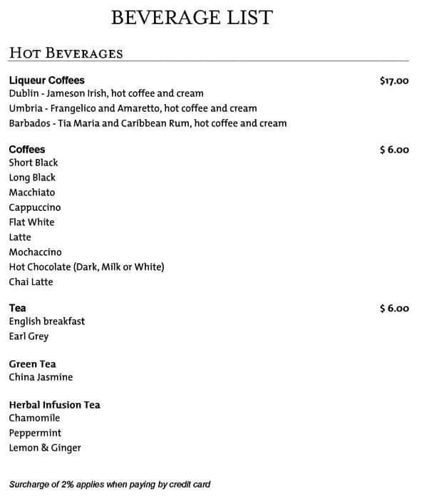 Eight Cordis, Auckland Hotel Menu Menumania/Zomato