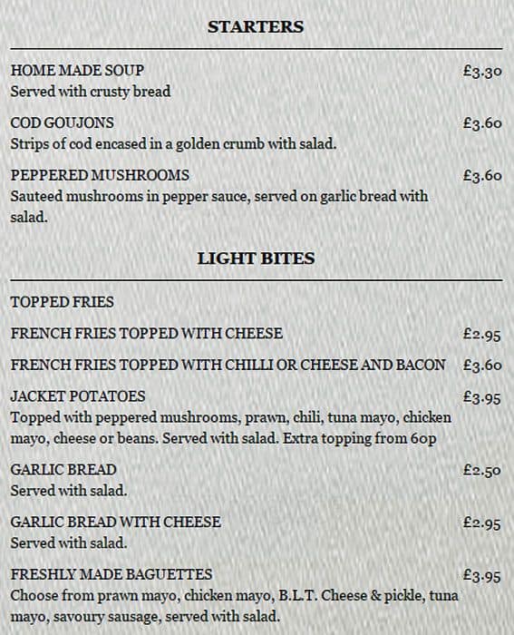 Menu at Bon Accord pub & bar, Glasgow