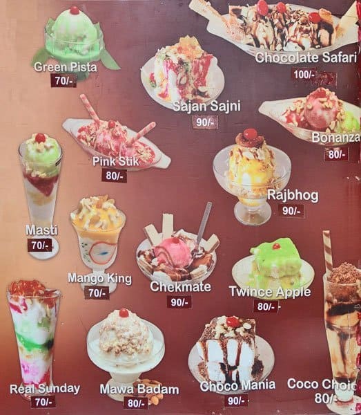 Menu at Krishna Ice Cream Parlour, Gandhinagar, Gh5 Crossroads